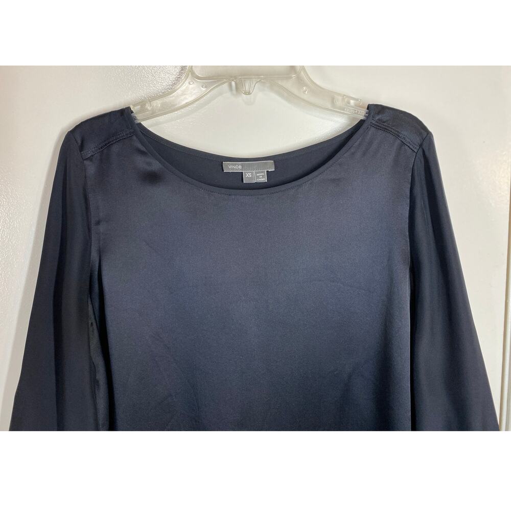 Vince 100% Silk Tunic 3/4 Sleeve Blouse XS - Picture 3 of 9